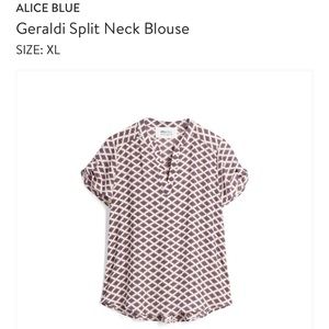 NWT! Alice Blue Geraldi Split Neck Blouse Size XL